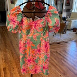 Lilly Pulitzer Pink, blue and orange mini Floral Dress. Size 6